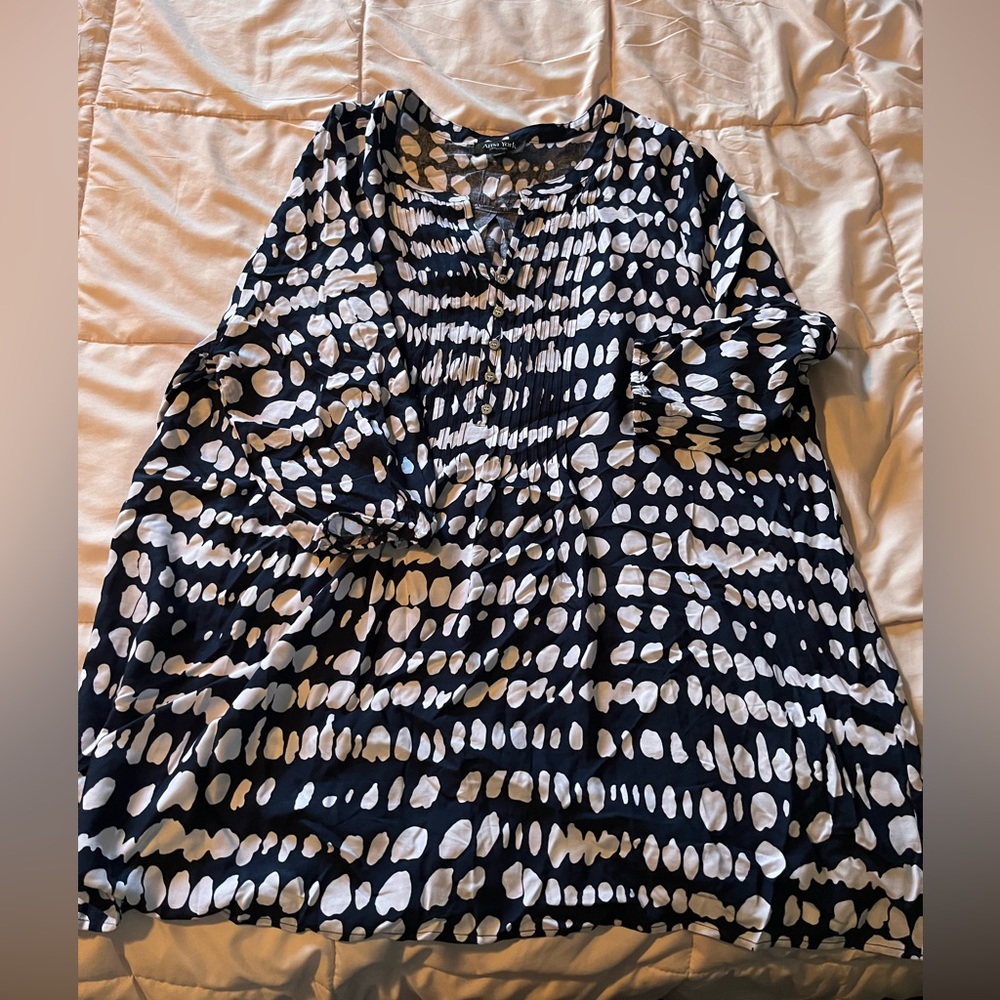 Anna York 3/4 Sleeve Navy Tunic Top Size 18/20